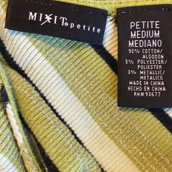 Green white black striped tank 92% cotton - Picture 4 of 5